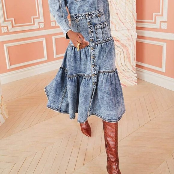 Ulla Johnson Dresses & Skirts - Ulla Johnson Graham Denim Tiered Skirt 0